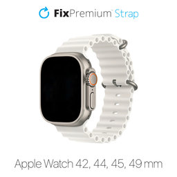 FixPremium - Curea Ocean Loop pentru Apple Watch (42, 44, 45 & 49mm), alb