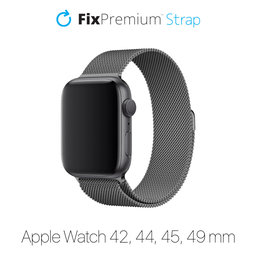 FixPremium - Curea Milanese Loop pentru Apple Watch (42, 44, 45 & 49mm), graphite