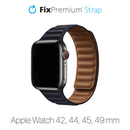 FixPremium - Curea Leather Loop TPU pentru Apple Watch (42, 44, 45 & 49mm), negru