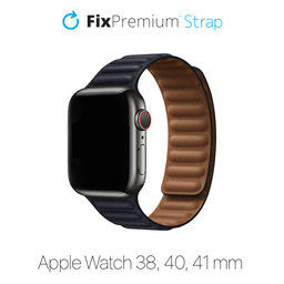 FixPremium - Curea Leather Loop TPU pentru Apple Watch (38, 40 & 41mm), negru