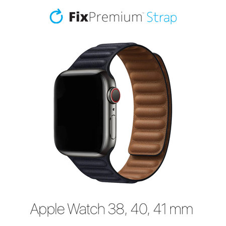 FixPremium - Curea Leather Loop TPU pentru Apple Watch (38, 40 & 41mm), negru