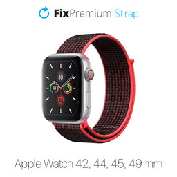 FixPremium - Nylon Curea pentru Apple Watch (42, 44, 45 & 49mm), ro?u