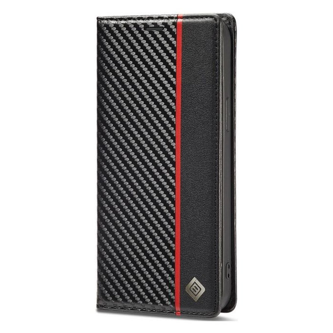 FixPremium - Caz Carbon Wallet pentru iPhone 14 Pro, negru