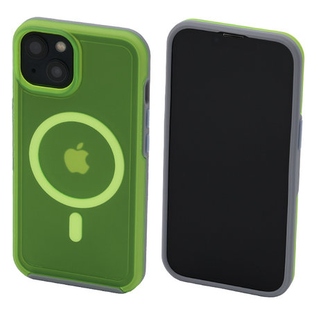 FixPremium - Caz Clear cu MagSafe pentru iPhone 13, neon green