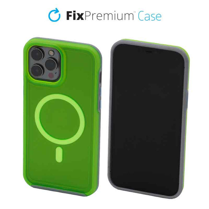 FixPremium - Caz Clear cu MagSafe pentru iPhone 14 Pro Max, neon green
