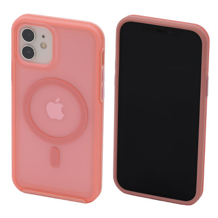 FixPremium - Caz Clear cu MagSafe pentru iPhone 12 & 12 Pro, peach pink