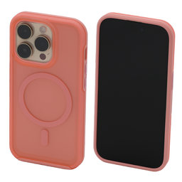 FixPremium - Caz Clear cu MagSafe pentru iPhone 14 Pro, peach pink