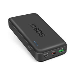 SBS - PowerBank 20 000 mAh, USB-C, USB PowerDelivery 45W, čierna