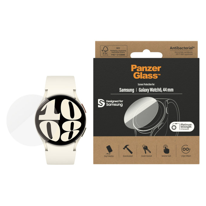 Sticlă securizată Flat Glass AB pentru Samsung Galaxy Watch6 44 mm, Transparent, PanzerGlass