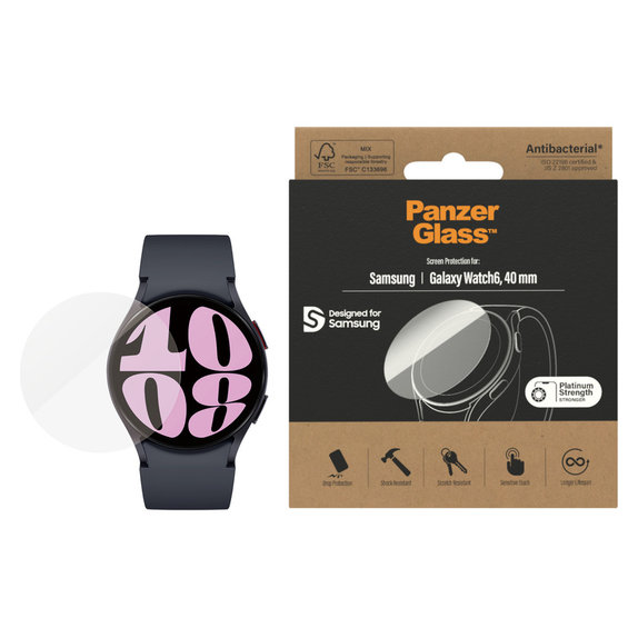 Sticlă securizată Flat Glass AB pentru Samsung Galaxy Watch6 40 mm, Transparent, PanzerGlass