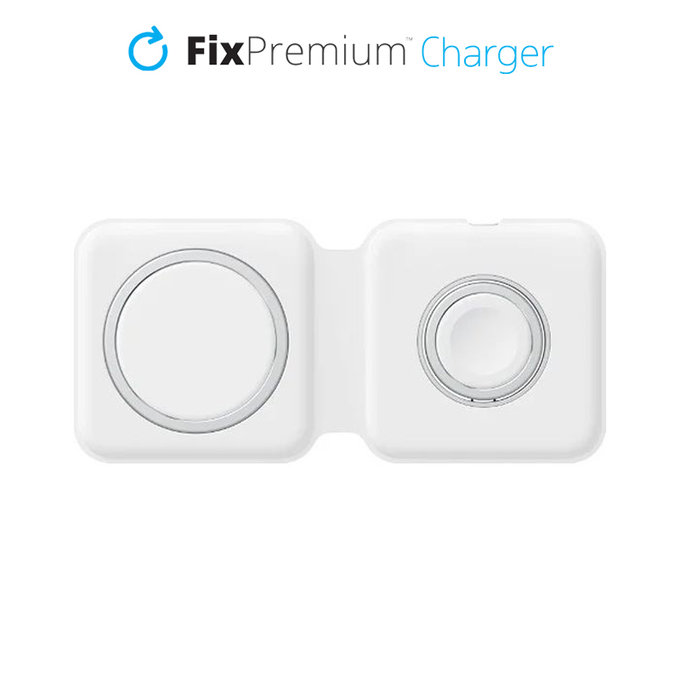 FixPremium - MagSafe Duo pentru iPhone & Apple Watch, alb