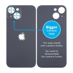 Apple iPhone 15 - Sticlă Carcasă Spate cu Orificiu Mărit pentru Cameră (Black)