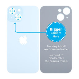 Apple iPhone 15 - Sticlă Carcasă Spate cu Orificiu Mărit pentru Cameră (Blue)