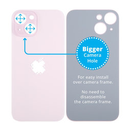 Apple iPhone 15 - Sticlă Carcasă Spate cu Orificiu Mărit pentru Cameră (Pink)