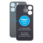 Apple iPhone 15 Pro - Sticlă Carcasă Spate cu Orificiu Mărit pentru Cameră (Black Titanium)