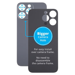 Apple iPhone 15 Pro Max - Sticlă Carcasă Spate cu Orificiu Mărit pentru Cameră (Black Titanium)