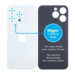 Apple iPhone 15 Pro Max - Sticlă Carcasă Spate cu Orificiu Mărit pentru Cameră (White Titanium)