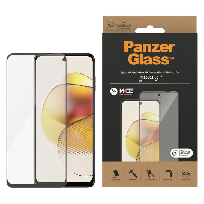 Sticlă securizată UWF pentru Motorola Moto G73 5G, Negru, PanzerGlass