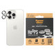 Protecție lentile cameră Hoops pentru iPhone 15 Pro/15 Pro Max, White Metal, PanzerGlass