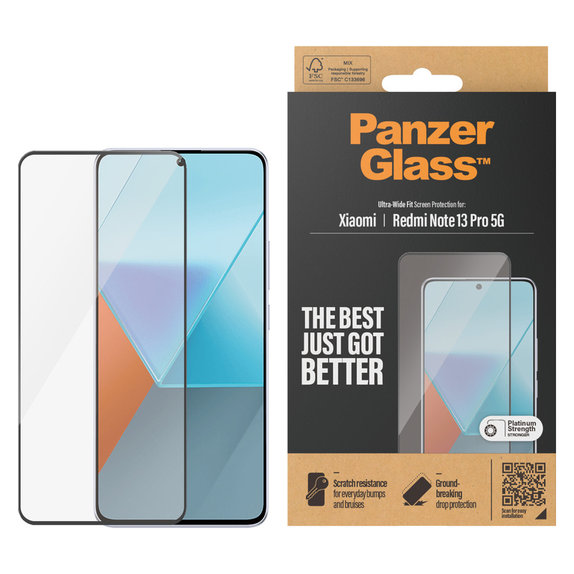 Sticlă securizată UWF pentru Xiaomi Redmi Note 13 Pro 5G, Negru, PanzerGlass