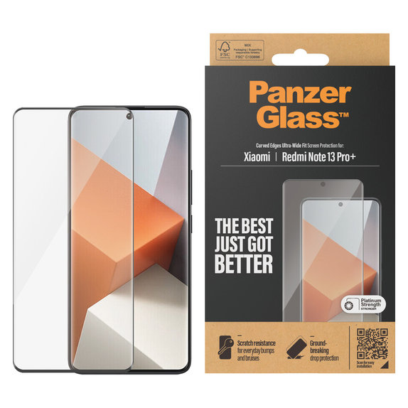 Sticlă securizată UWF pentru Xiaomi Redmi Note 13 Pro+, Negru, PanzerGlass