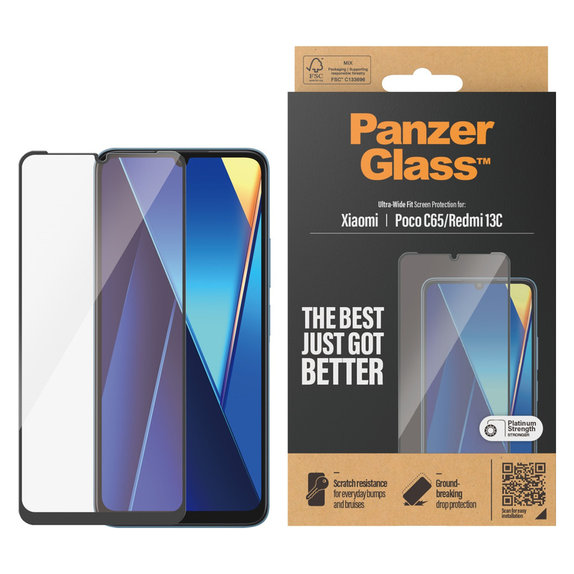 Sticlă securizată UWF pentru Xiaomi Redmi 13C, Negru, PanzerGlass
