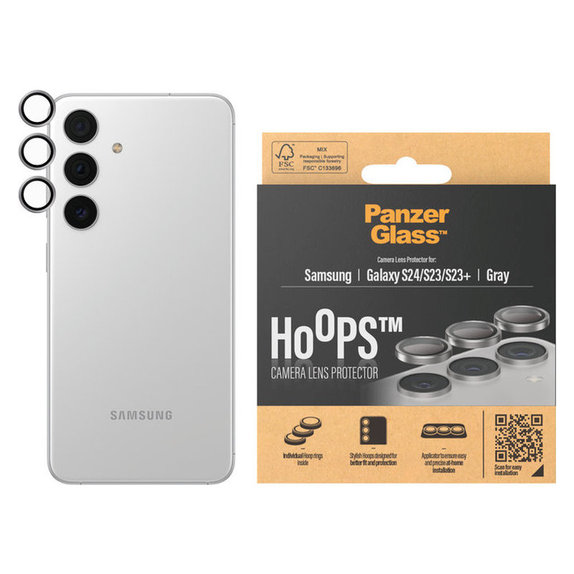 Protecție lentile cameră Hoops pentru Samsung Galaxy S24/S23/S23+, Gri, PanzerGlass