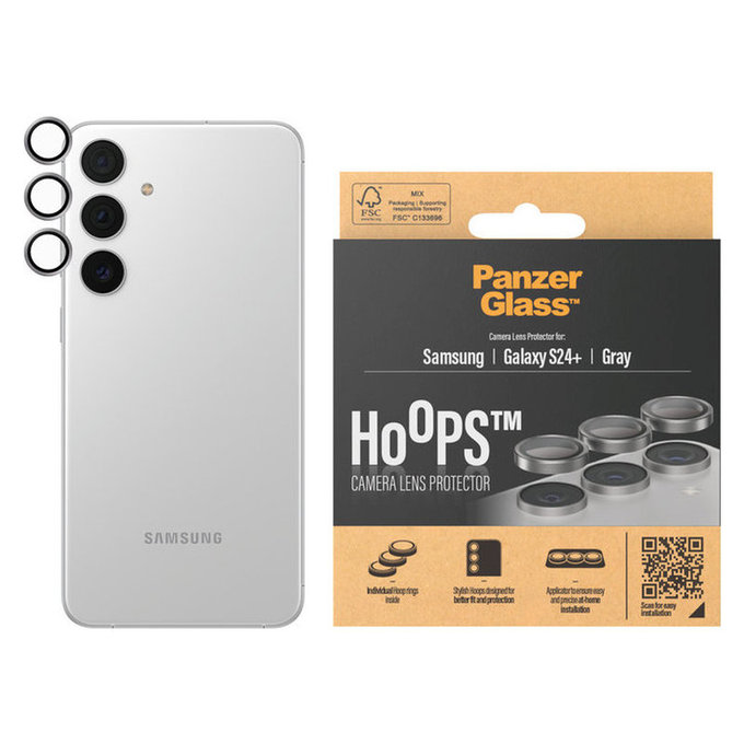 Protecție lentile cameră Hoops pentru Samsung Galaxy S24+, Gri, PanzerGlass