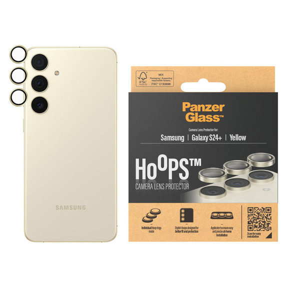 Protecție lentile cameră Hoops pentru Samsung Galaxy S24+, Galben, PanzerGlass