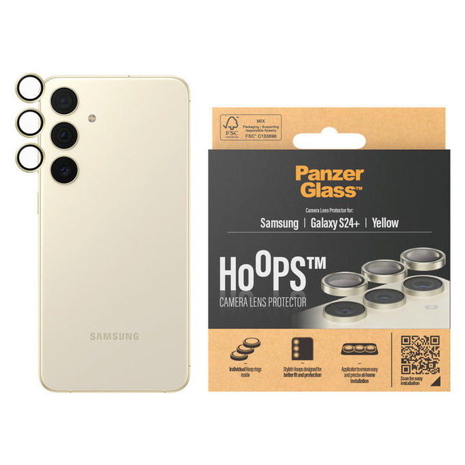 Protecție lentile cameră Hoops pentru Samsung Galaxy S24+, Galben, PanzerGlass