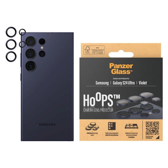 Protecție lentile cameră Hoops pentru Samsung Galaxy S24 Ultra, Mov, PanzerGlass