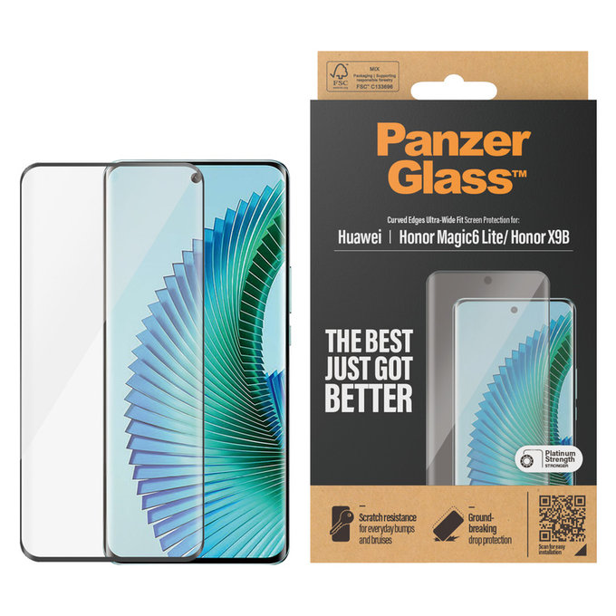 Sticlă securizată UWF pentru Honor Magic6 Lite, Negru, PanzerGlass