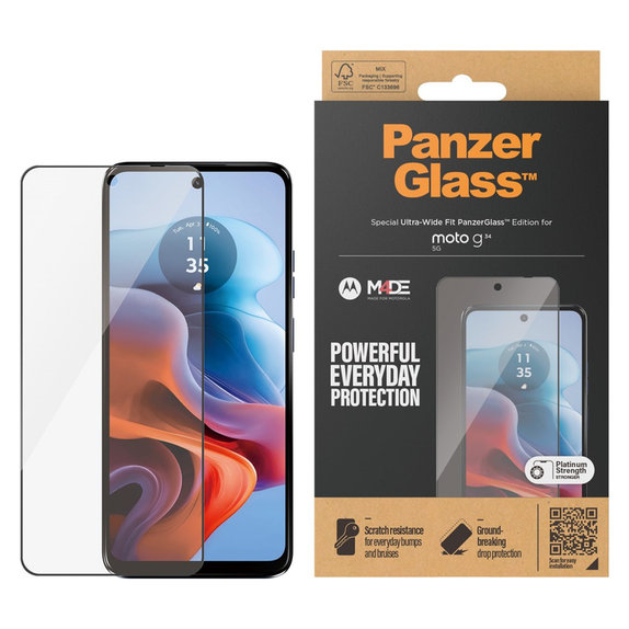 Sticlă securizată UWF pentru Motorola Moto G34, Negru, PanzerGlass