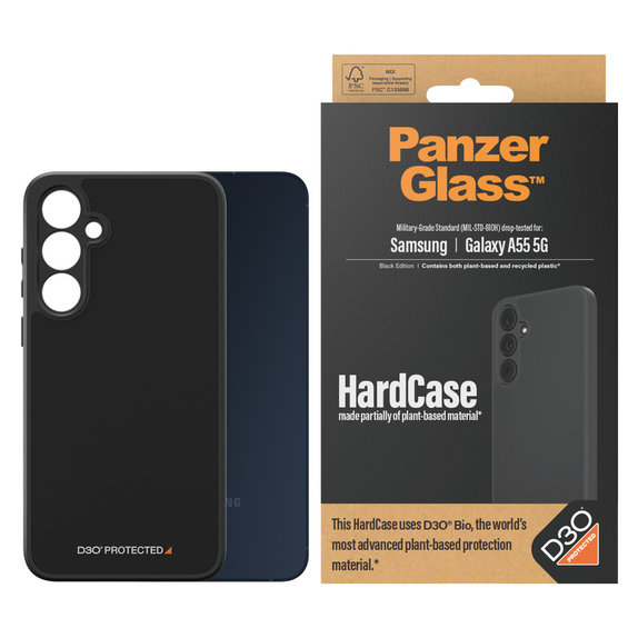 Caz HardCase D3O pentru Samsung Galaxy A55 5G, Negru, PanzerGlass