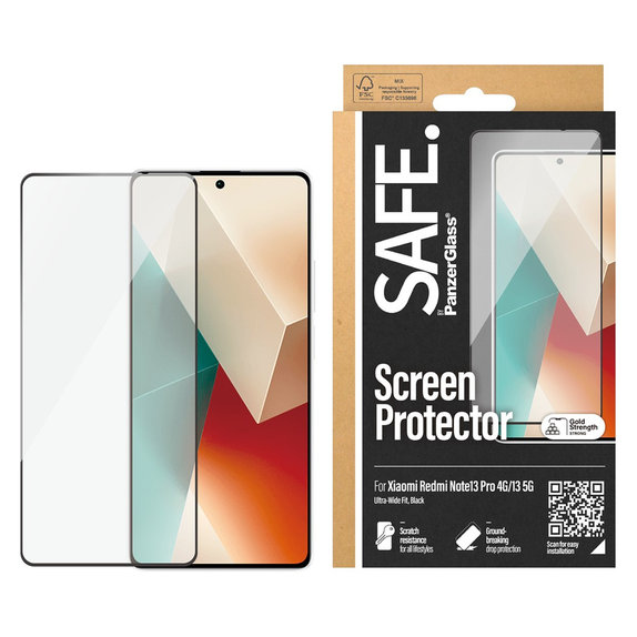 Sticlă securizată UWF pentru Xiaomi Redmi Note 13 4G, Negru, SAFE by PanzerGlass