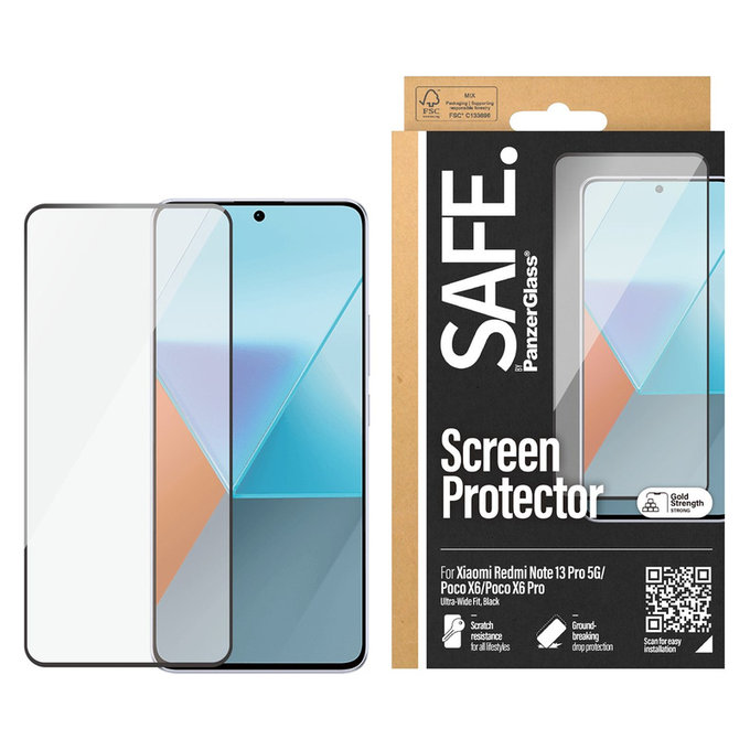 Sticlă securizată UWF pentru Xiaomi Redmi Note 13 Pro 5G, Negru, SAFE by PanzerGlass