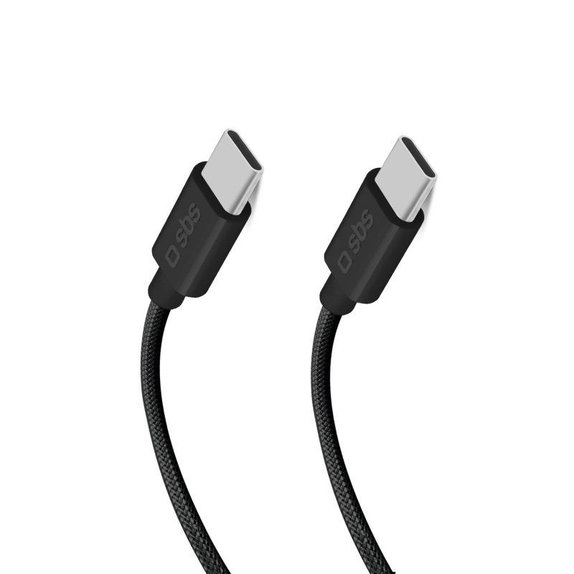 SBS - Cablu împletit USB-C/USB-C, PD, 100W, 1.5m, negru