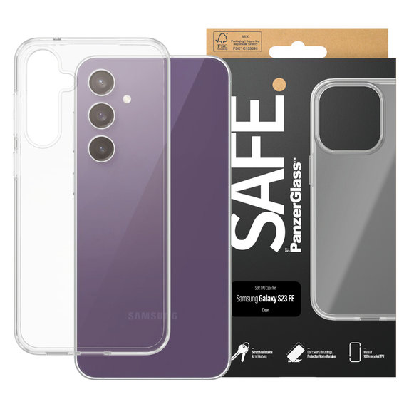 Caz TPU pentru Samsung Galaxy S23 FE, Transparent, SAFE by PanzerGlass