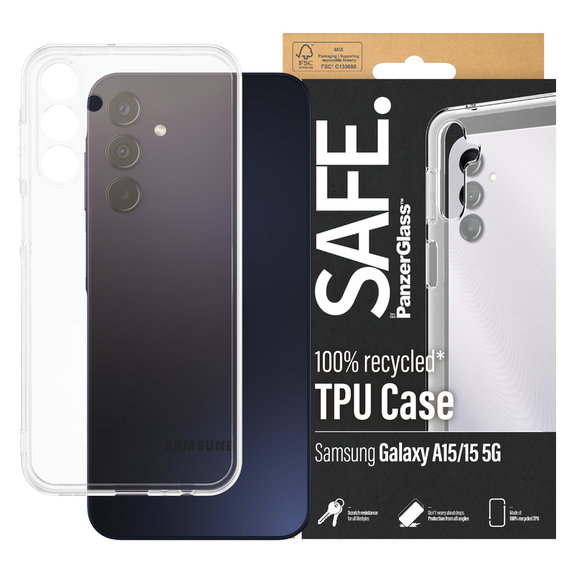 Caz TPU pentru Samsung Galaxy A15/A15 5G, Transparent, SAFE by PanzerGlass