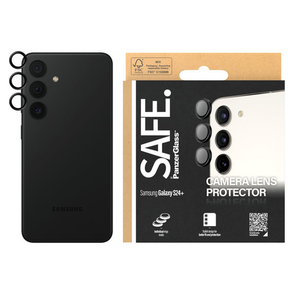 Protecție lentile cameră pentru Samsung Galaxy S24/S23/S23+, Negru, SAFE by PanzerGlass