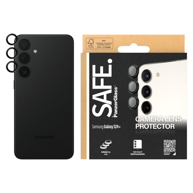 Protecție lentile cameră pentru Samsung Galaxy S24+, Negru, SAFE by PanzerGlass