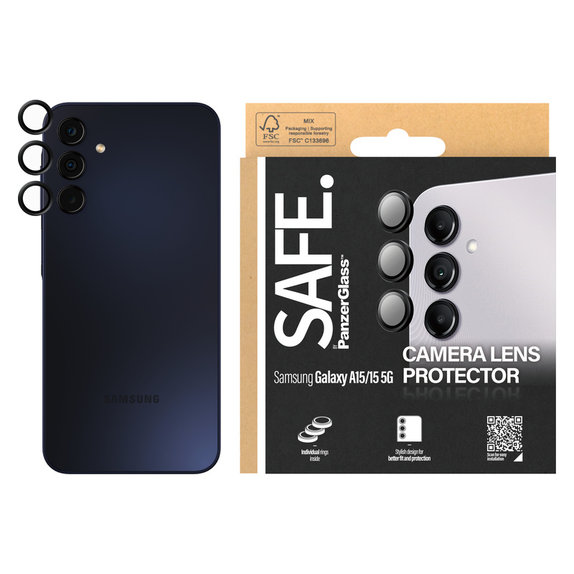 Protecție lentile cameră pentru Samsung Galaxy A15/A15 5G, Negru, SAFE by PanzerGlass