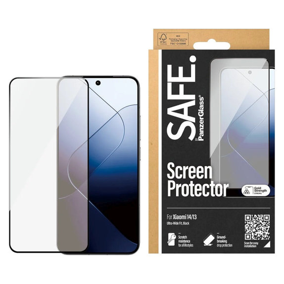 Sticlă securizată UWF pentru Xiaomi 14/13, Negru, SAFE by PanzerGlass
