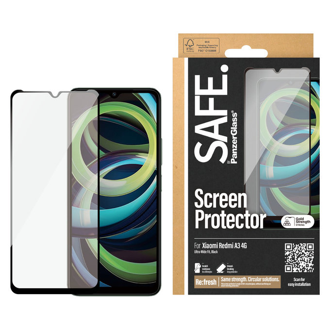 Sticlă securizată UWF pentru Xiaomi Redmi A3, Negru, SAFE by PanzerGlass