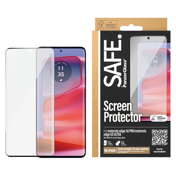 Sticlă securizată UWF pentru Motorola Edge 50 Pro, Negru, SAFE by PanzerGlass