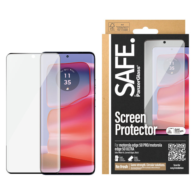 Sticlă securizată UWF pentru Motorola Edge 50 Pro, Negru, SAFE by PanzerGlass