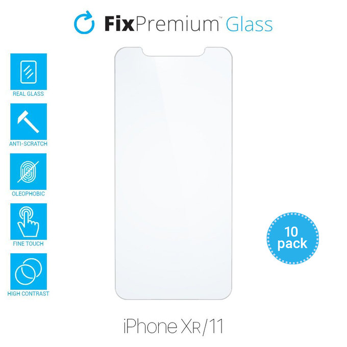 FixPremium Glass - Geam securizat pentru iPhone XR & 11 (10 Pack)