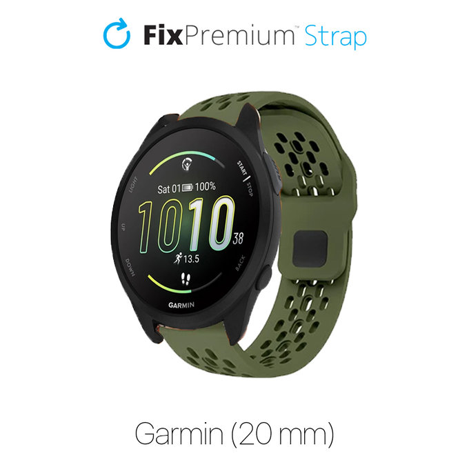 FixPremium - Curea universală din silicon pentru Garmin (20mm), verde