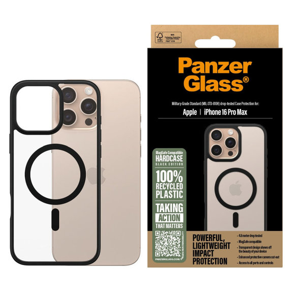 Caz HardCase cu MagSafe pentru iPhone 16 Pro Max, negru, PanzerGlass