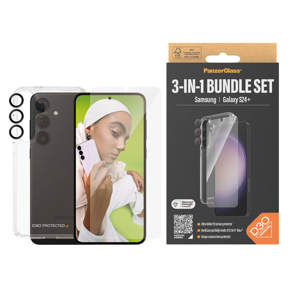 Bundle Hoops + Sticlă securizată UWF + Hard Case D3O pentru Samsung Galaxy S24+, PanzerGlass